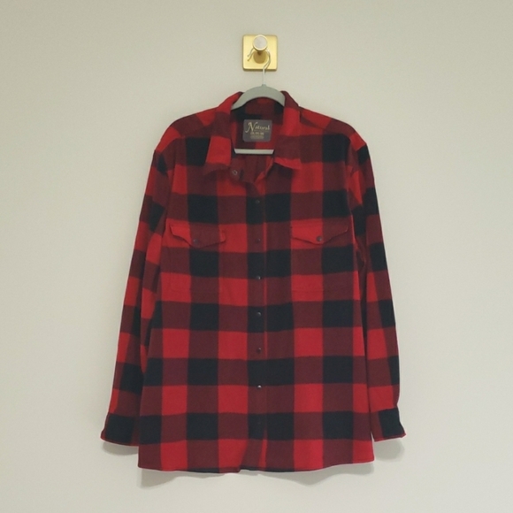 Natural Reflections Long Sleeve Fleece Button Up Shirt Women 2X Red Black Plaid - Picture 1 of 8